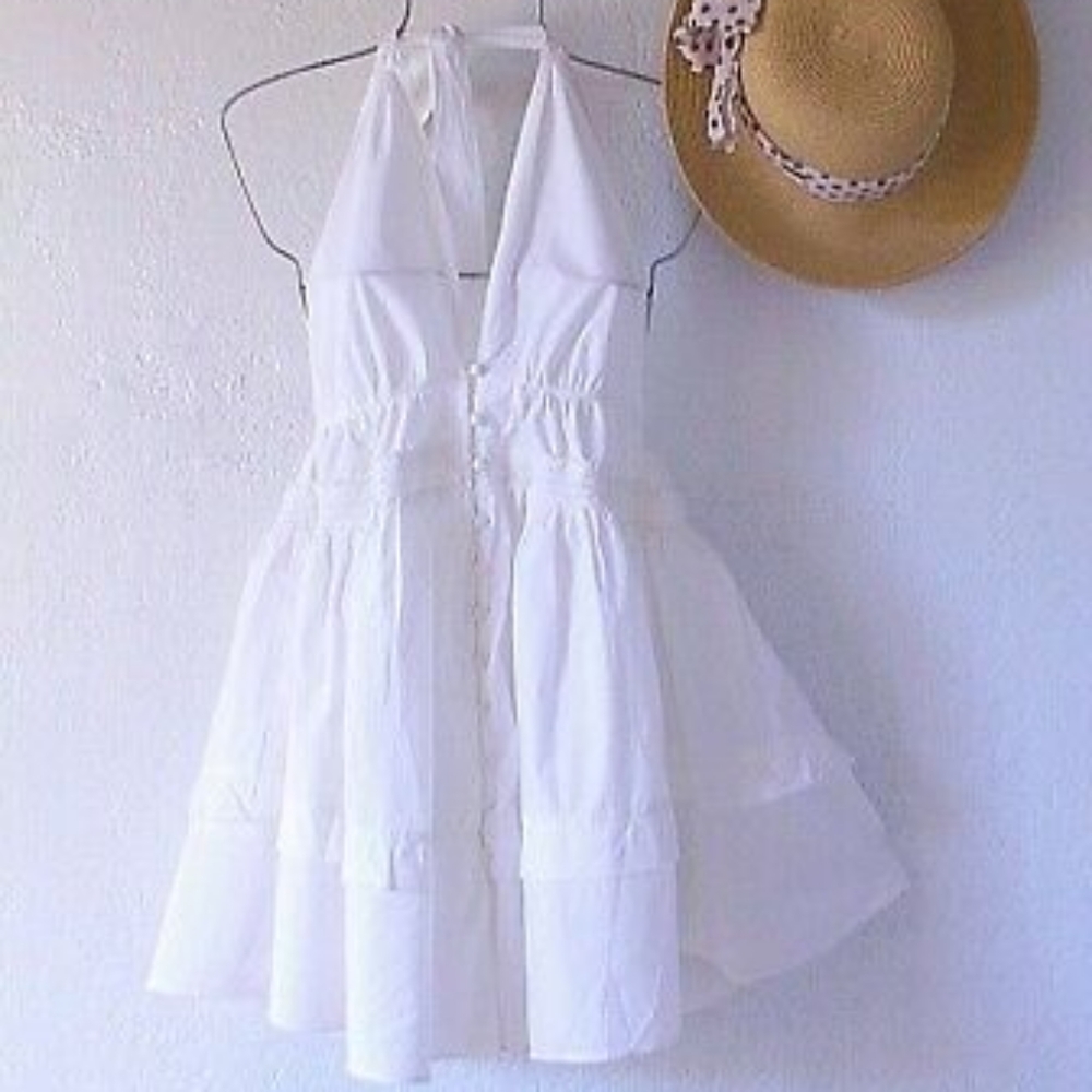 Free People White Cotton Sail Away Halter Dress - Picture 2 of 9